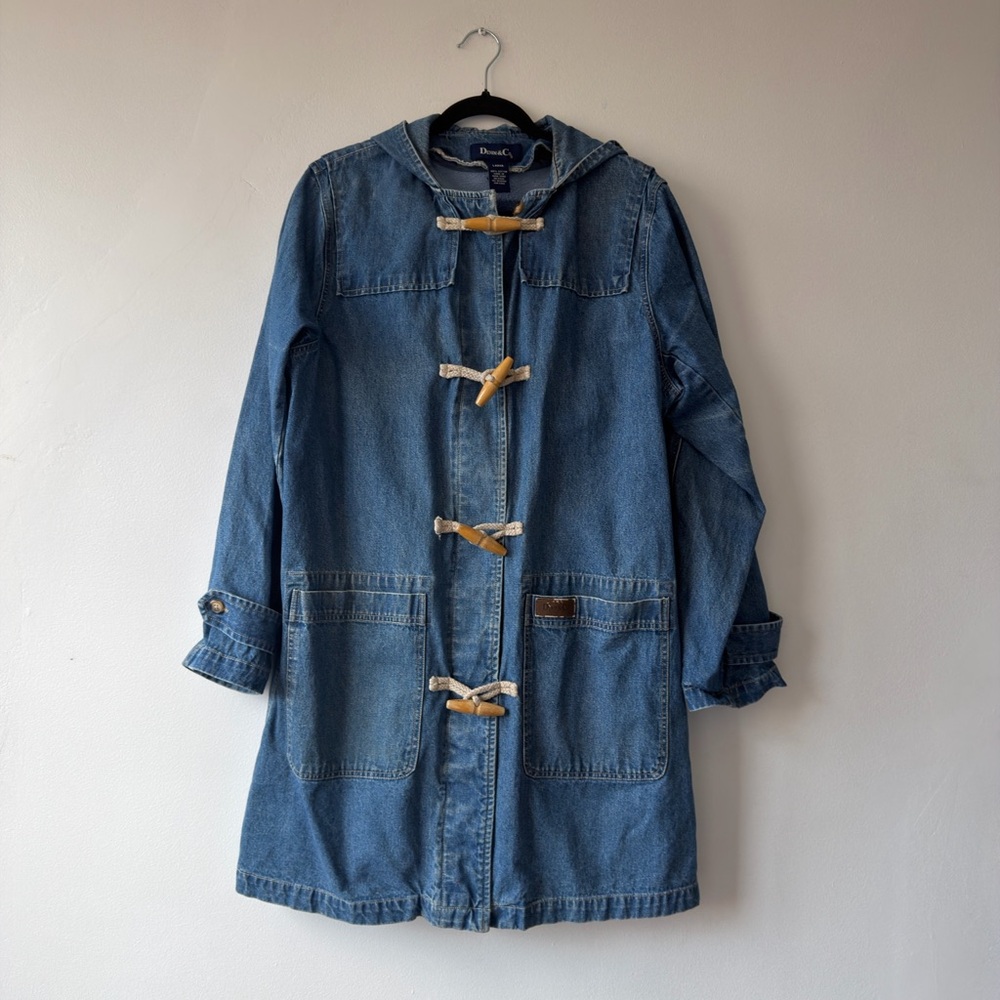 Denim&Co Blue Hooded Jacket with Toggle Buttons